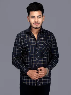 Handwoven Organic Cotton Black Checks Fitted Men Shirt