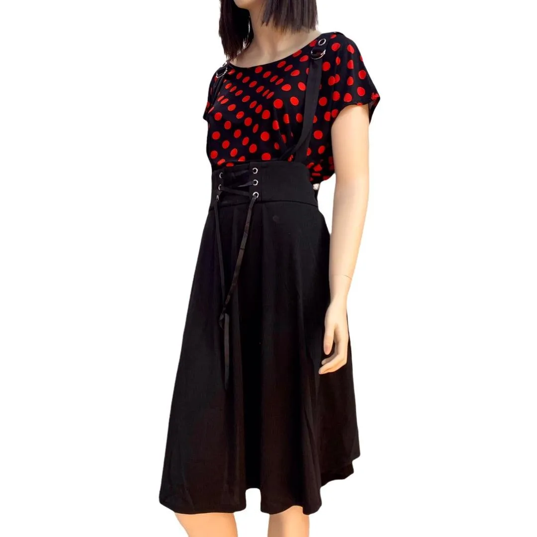 High Waisted Suspender A-Line Skirt