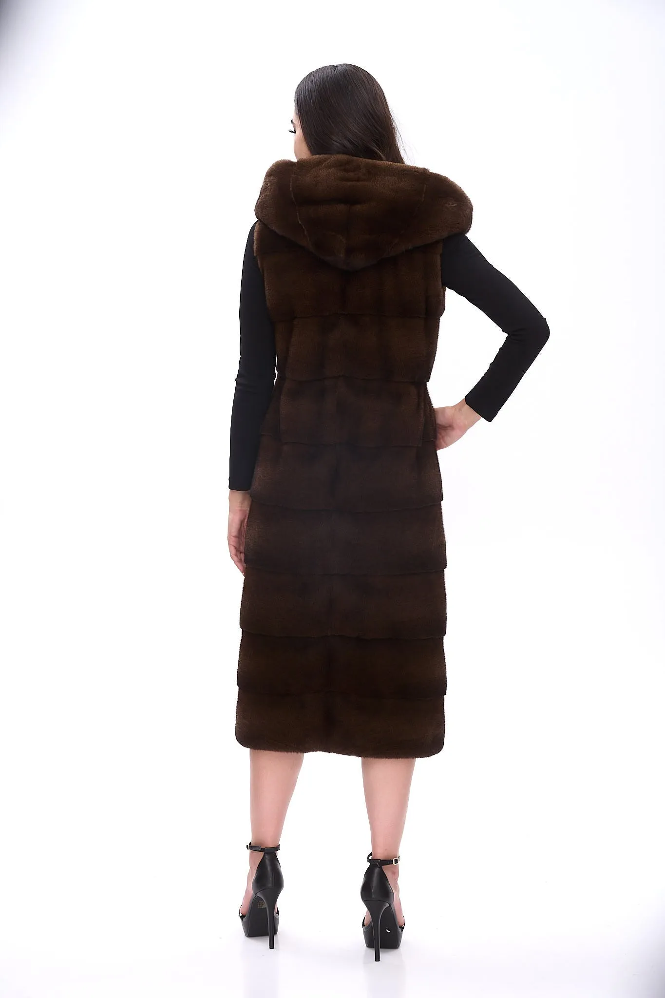 Hooded long vest