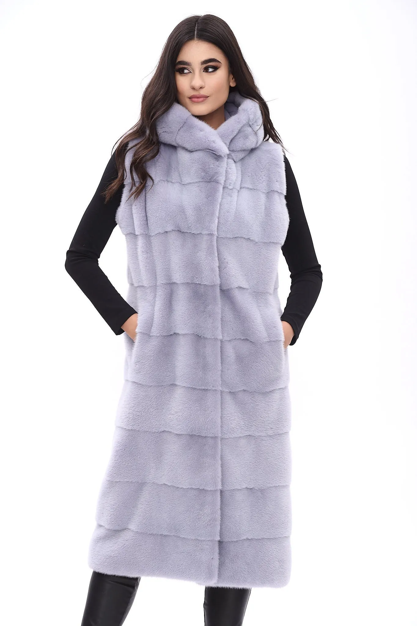 Hooded long vest