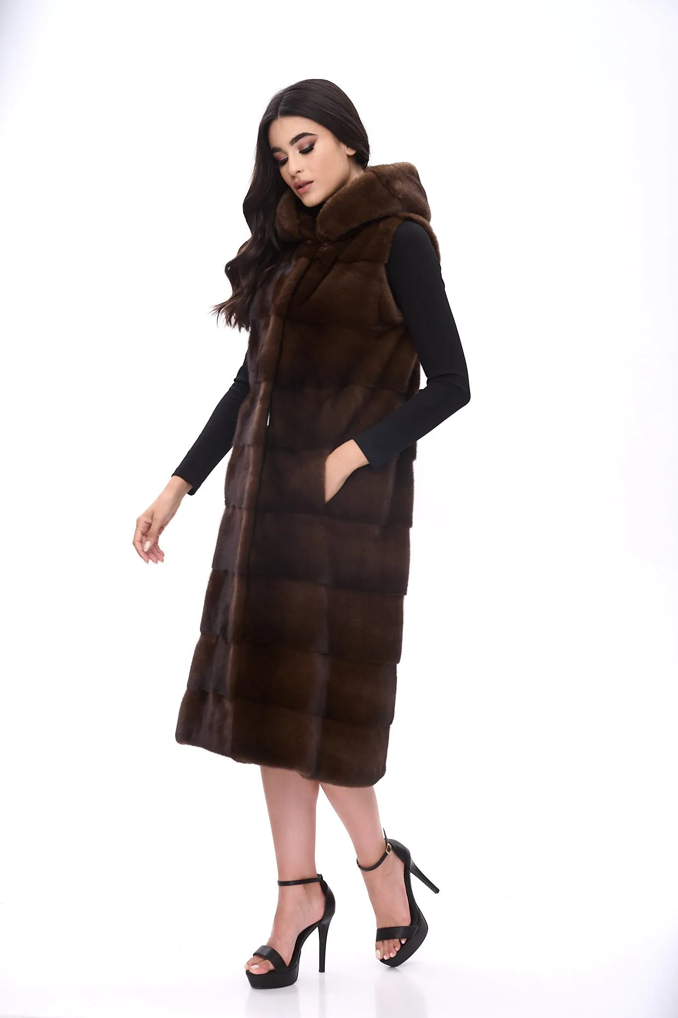 Hooded long vest