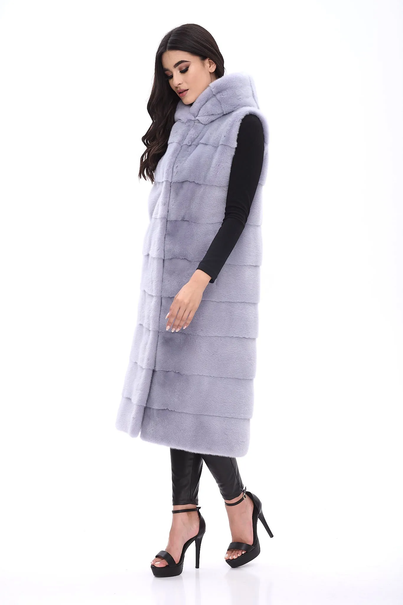 Hooded long vest