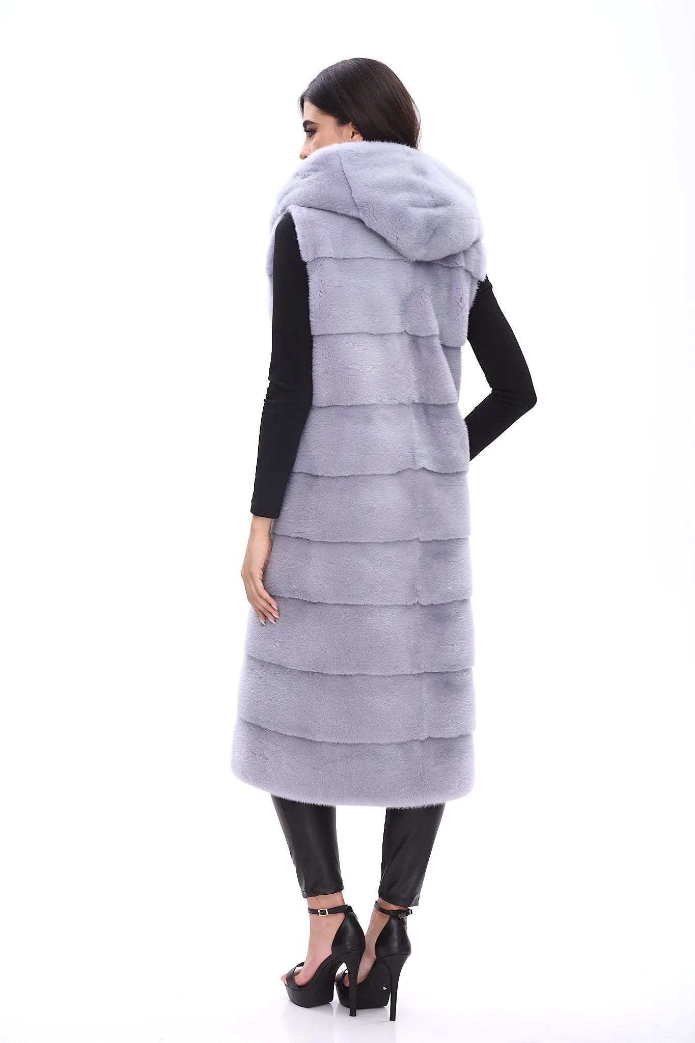Hooded long vest