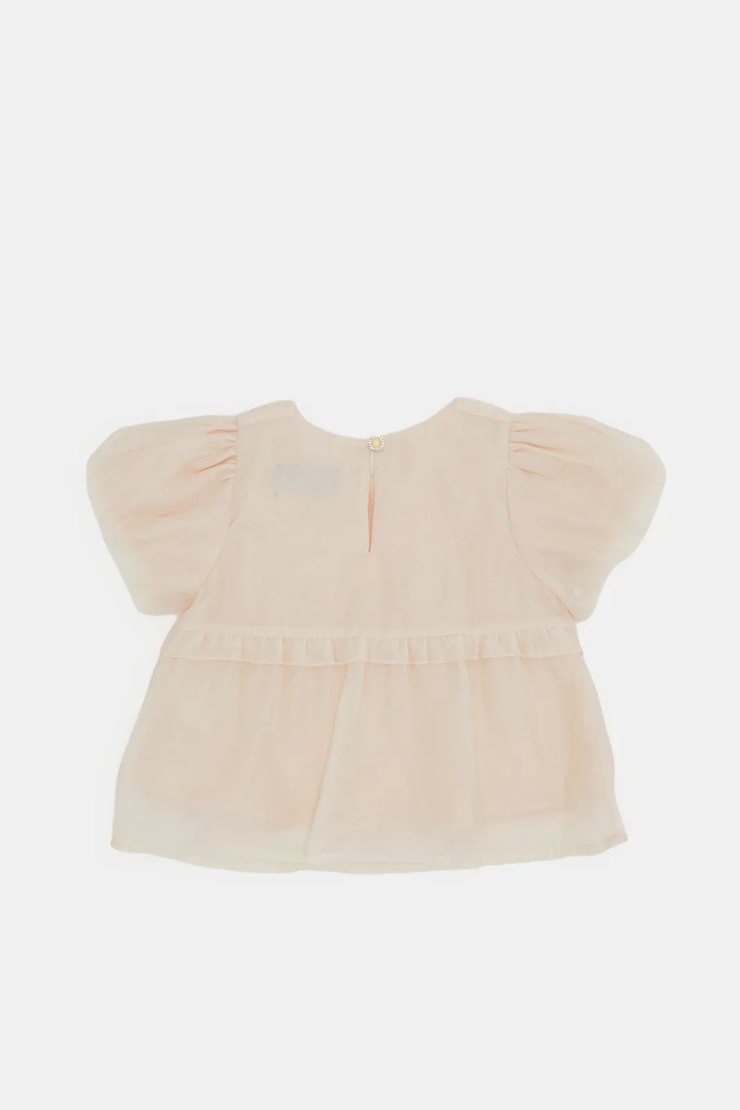 Infant Girls Beige Smocking Yoke Blouse