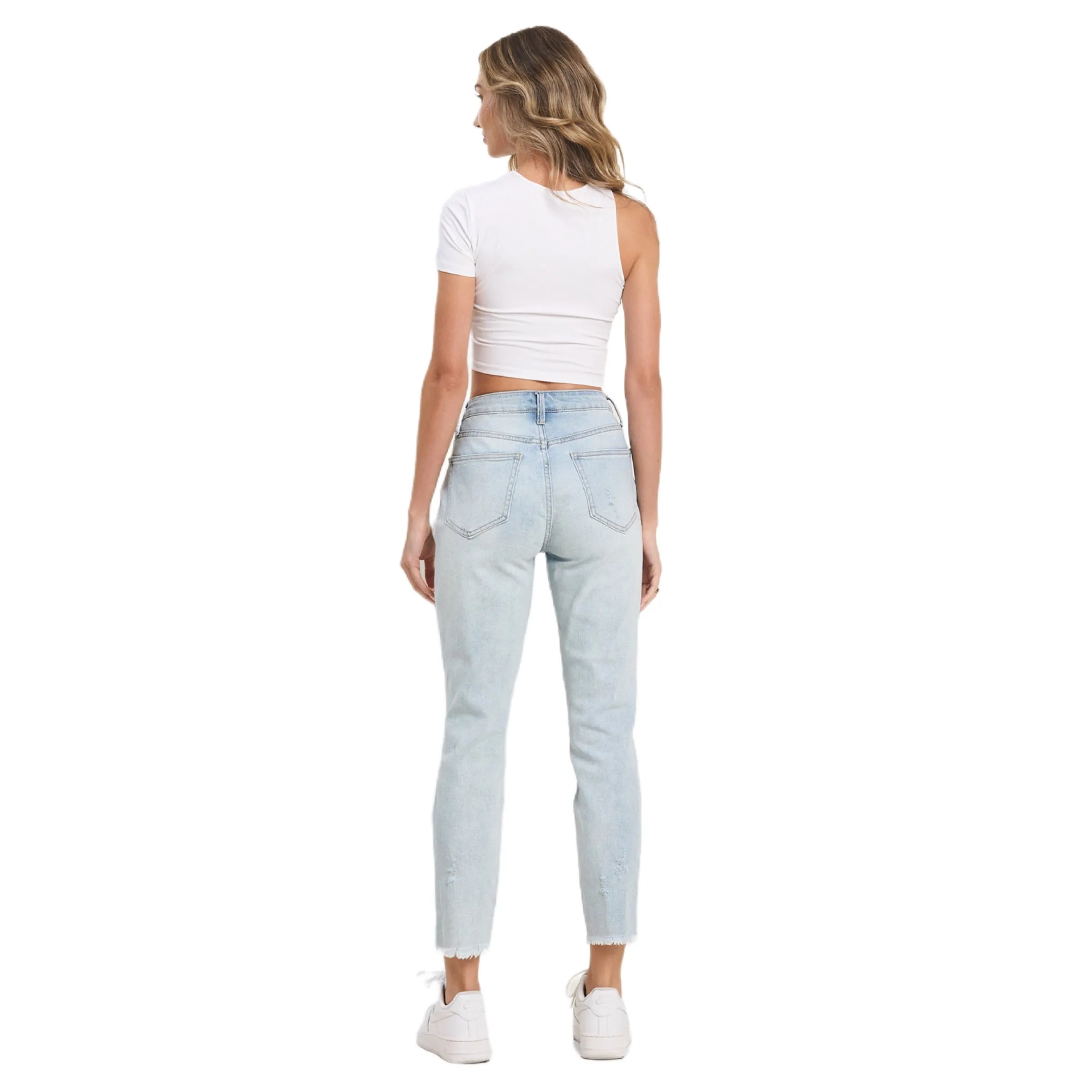 Jelly Jeans Light Wash Blue Lightly Distressed Mom Frayed Size 1, 3, 5, 7, 9, 11, 13