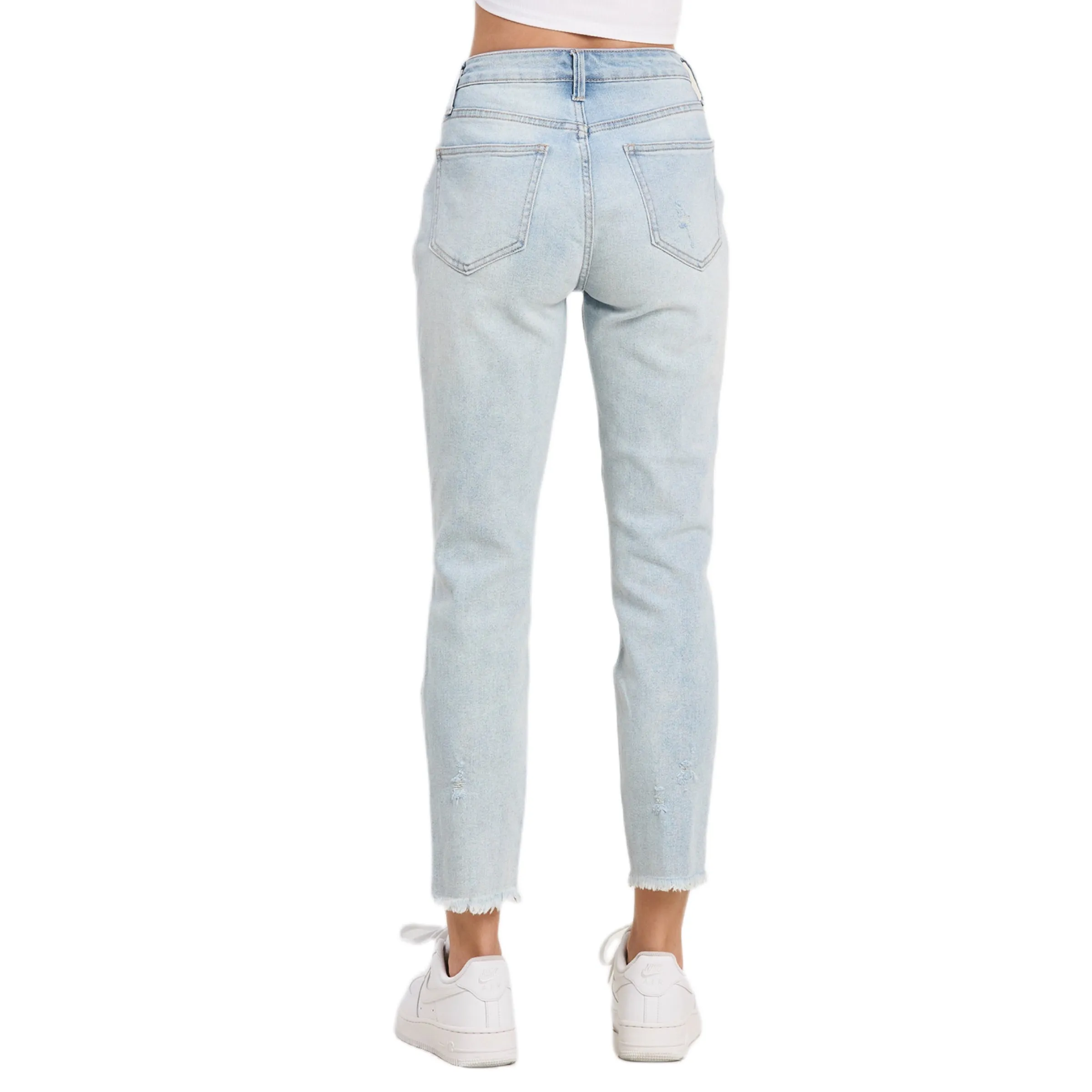 Jelly Jeans Light Wash Blue Lightly Distressed Mom Frayed Size 1, 3, 5, 7, 9, 11, 13