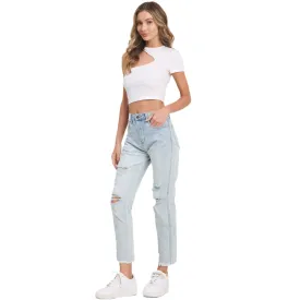 Jelly Jeans Light Wash Blue Lightly Distressed Mom Frayed Size 1, 3, 5, 7, 9, 11, 13