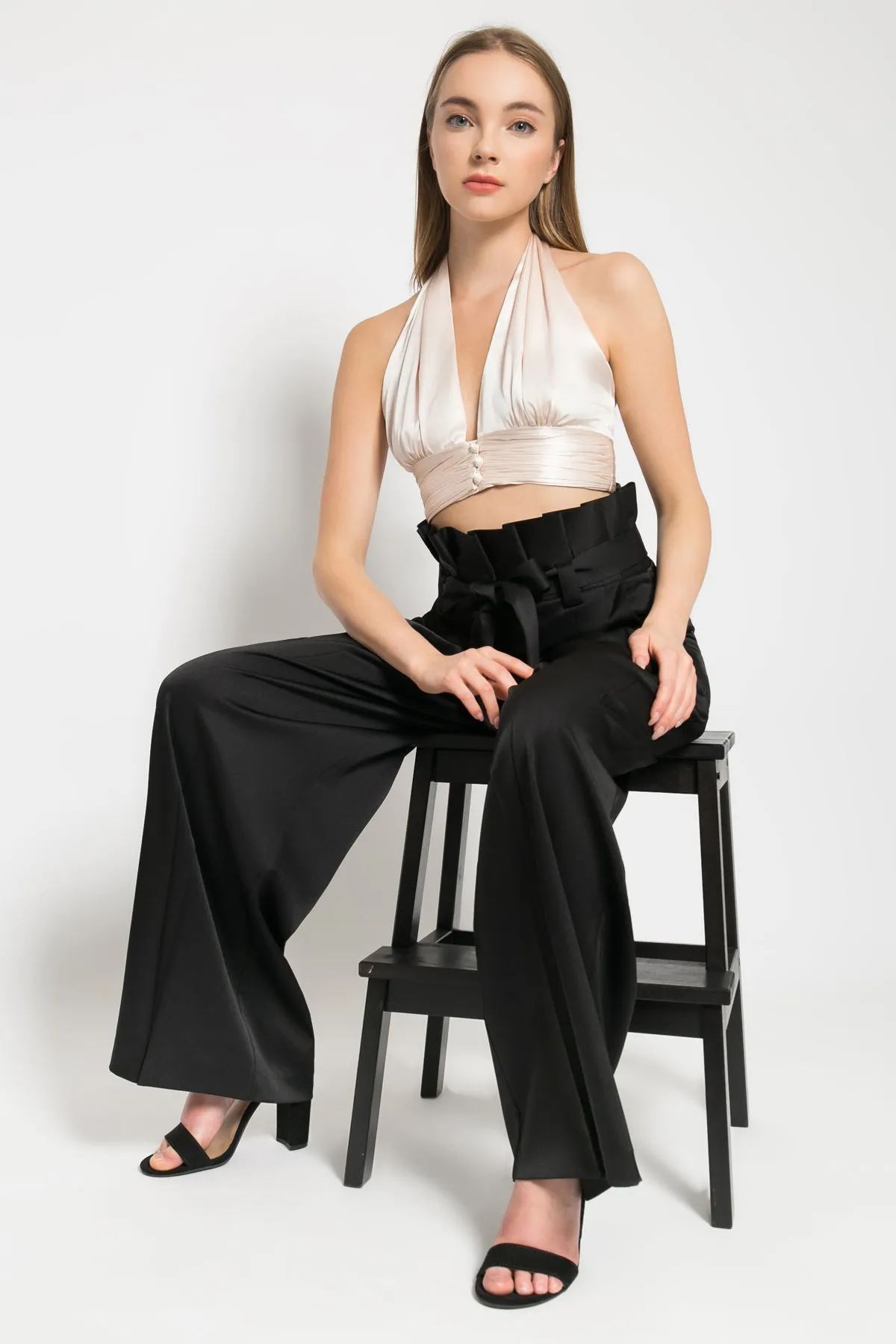 LARA SILK HALTER TOP