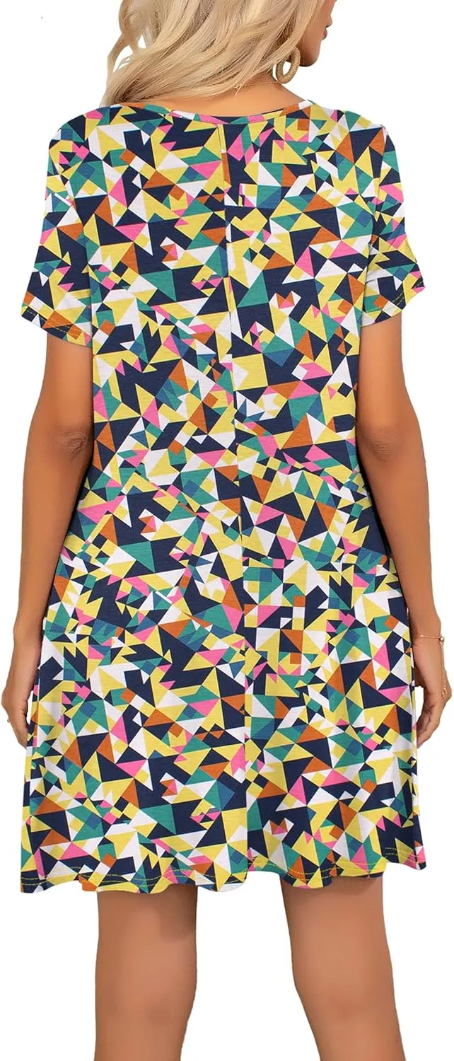 levaca Women Summer Dresses Short Sleeve Casual Tshirt Dress 2024 with Pockets