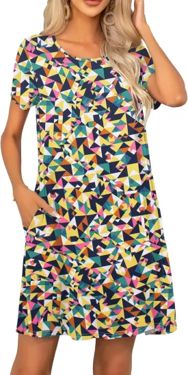 levaca Women Summer Dresses Short Sleeve Casual Tshirt Dress 2024 with Pockets