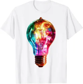 Light Bulb Love Polygons Abstract Art Colorful Graphic T-Shirt