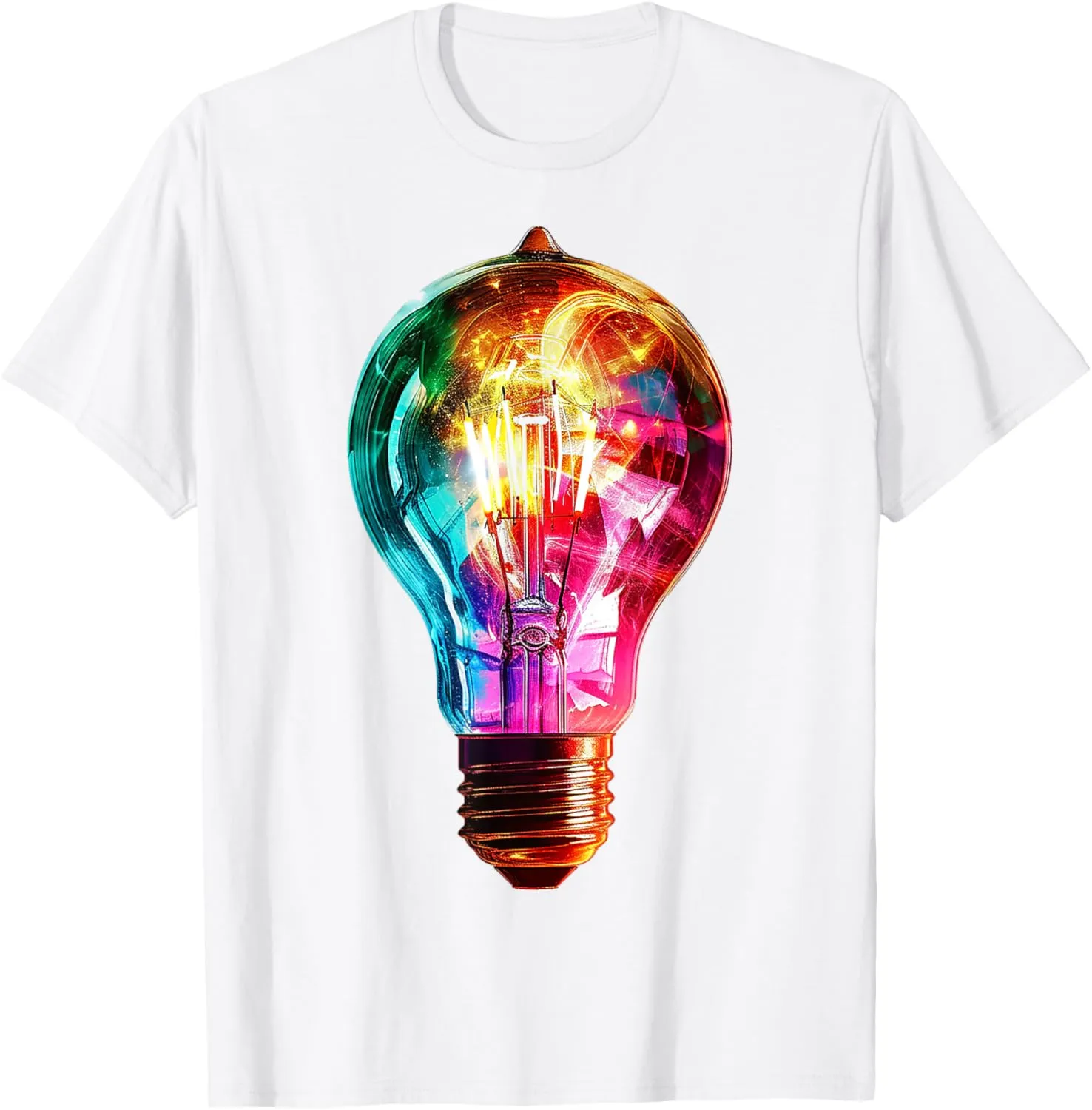 Light Bulb Love Polygons Abstract Art Colorful Graphic T-Shirt