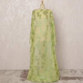 Lime Green Somali Silk (Fransawi) Chiffon Dirac Fabric with Metallic Lurex, 3.5 Meters, 140 cm Width-D20903