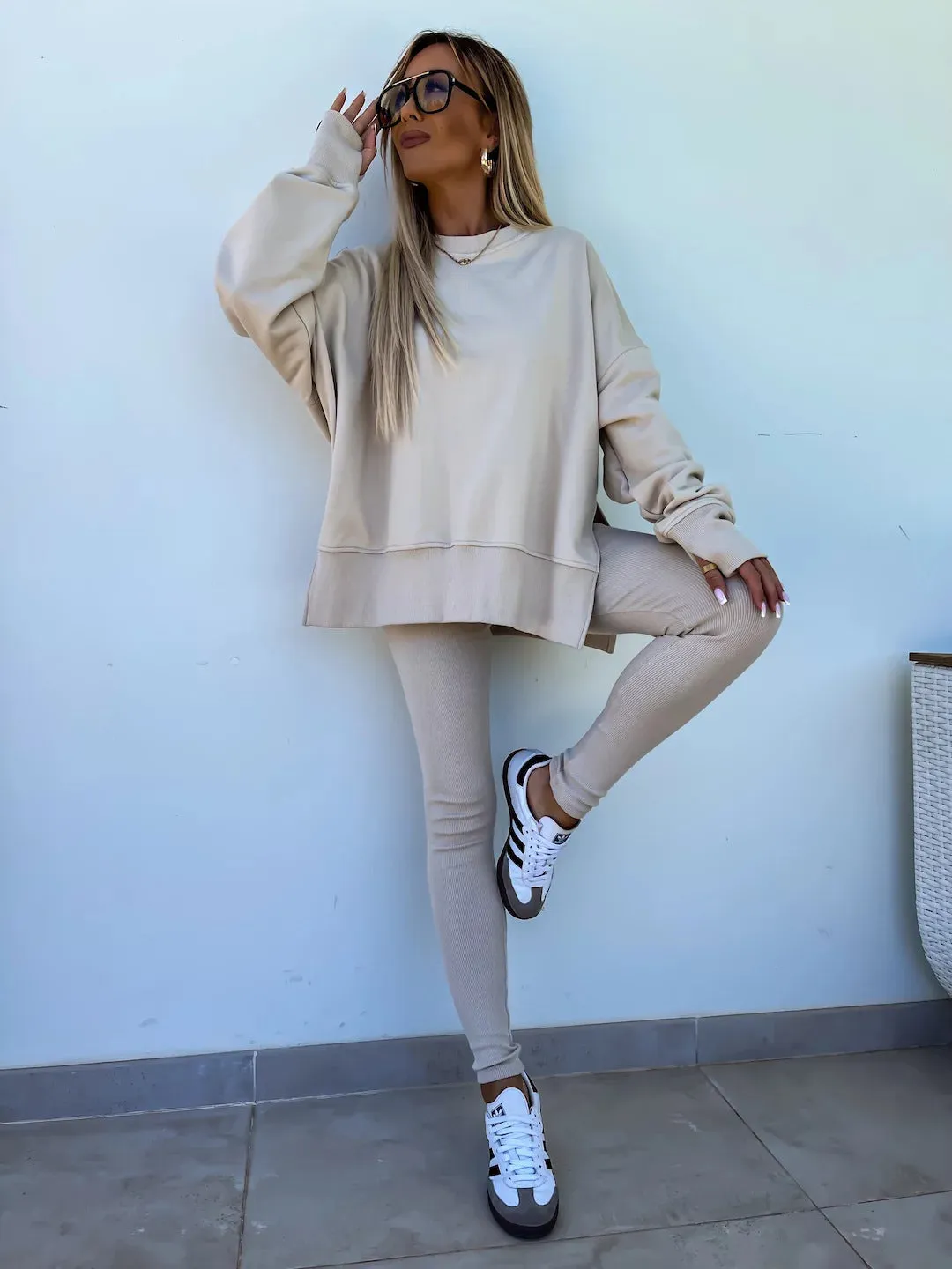 Loose Sweater & Trousers Two Piece