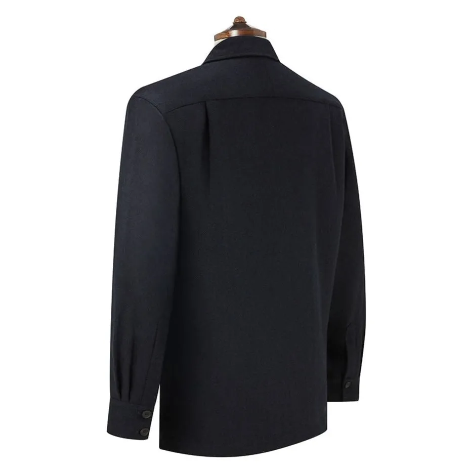 Lynton Navy Herringbone Wool Overshirt
