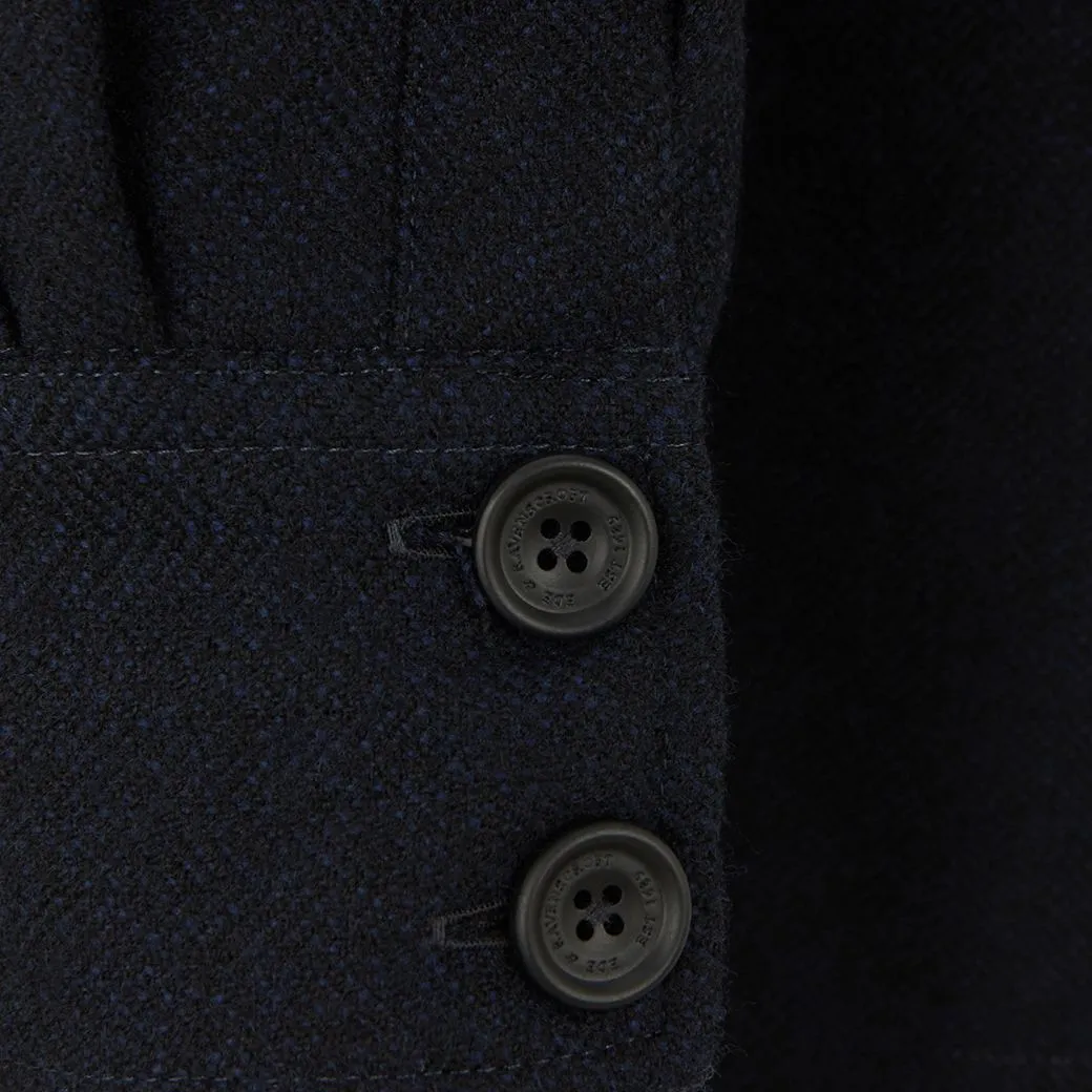 Lynton Navy Herringbone Wool Overshirt