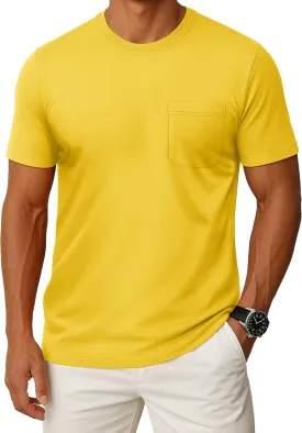 MAGCOMSEN Mens Pocket T Shirts Cooling UPF 50  Summer Tee Shirt Short Sleeve Crewneck Tee Cotton Lightweight Casual T-Shirt
