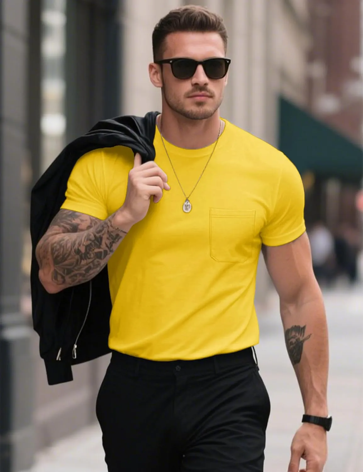 MAGCOMSEN Mens Pocket T Shirts Cooling UPF 50  Summer Tee Shirt Short Sleeve Crewneck Tee Cotton Lightweight Casual T-Shirt
