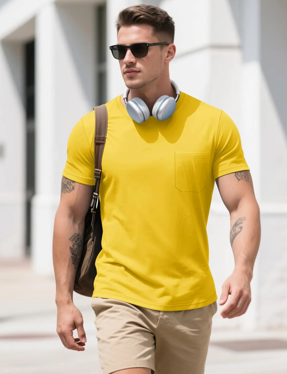 MAGCOMSEN Mens Pocket T Shirts Cooling UPF 50  Summer Tee Shirt Short Sleeve Crewneck Tee Cotton Lightweight Casual T-Shirt