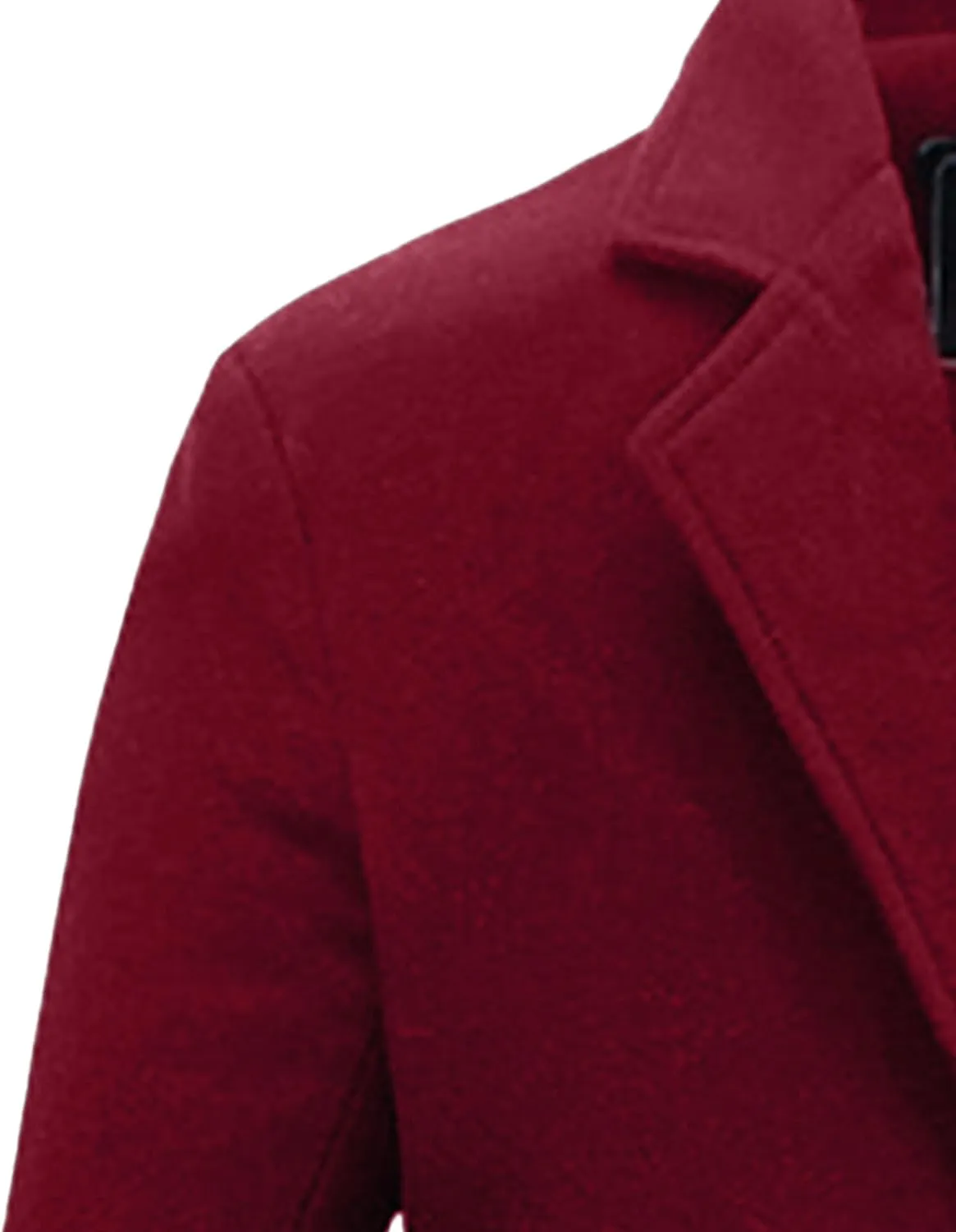 Maiyifu-GJ Mens Slim Fit Long Trench Coat Wool Blend Overcoat Warm Winter Single Breasted Coat Mid-Length Outerwear