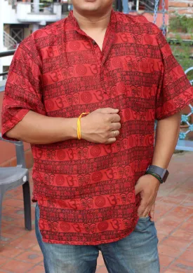 Maroon Cotton Om Prayer Shirt