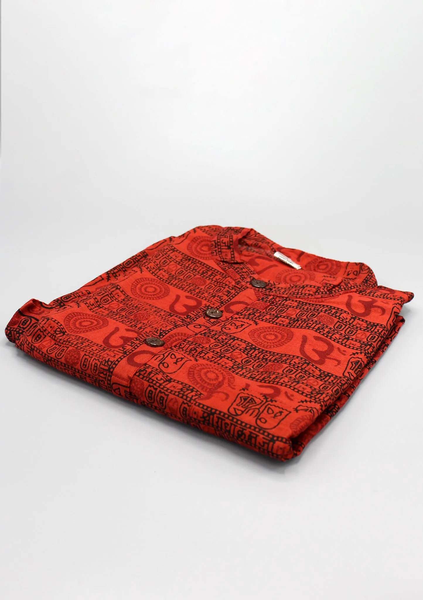 Maroon Cotton Om Prayer Shirt