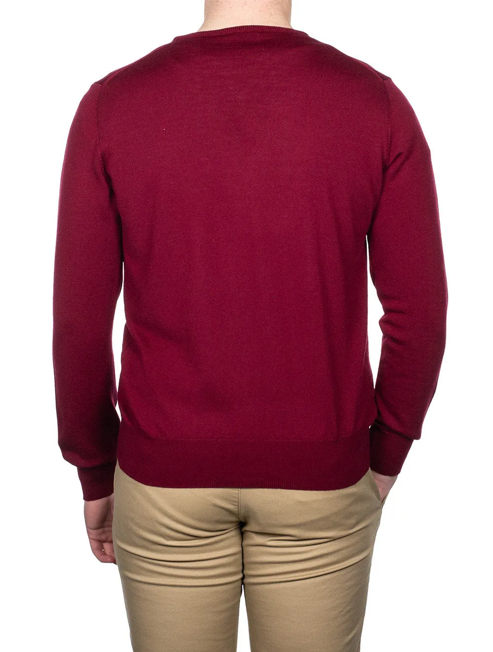 Merino V Neck Red
