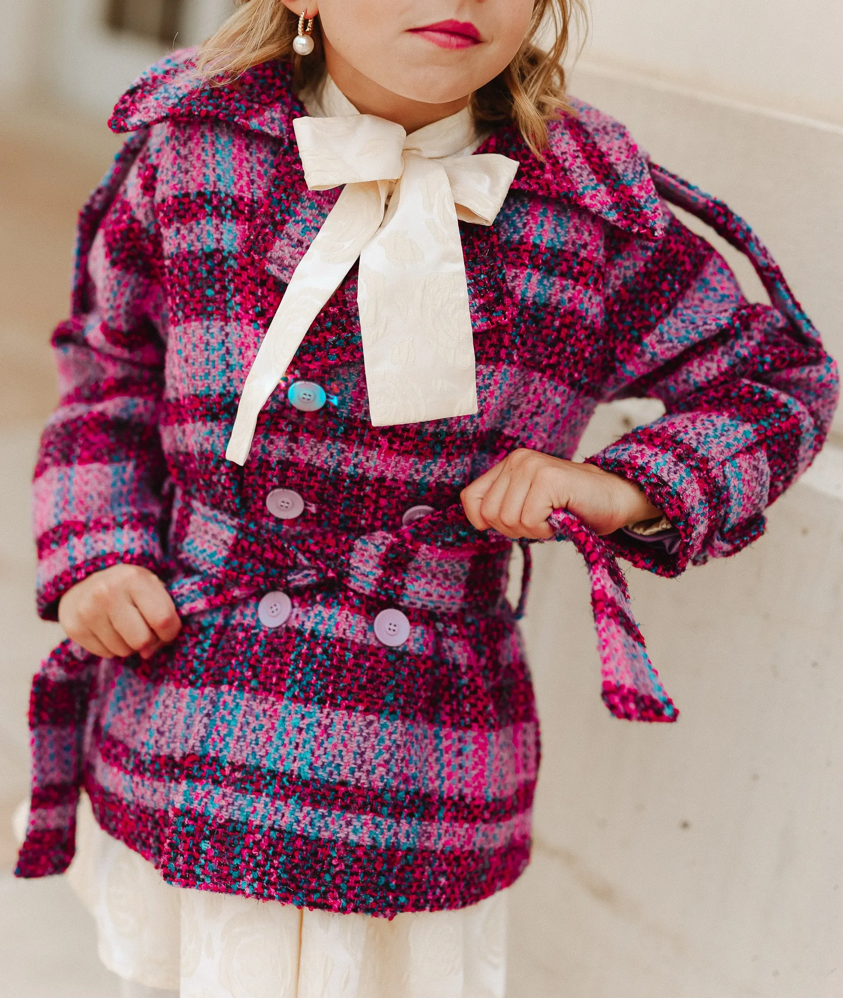 Mini Holly Plaid Coat in Violet - FINAL SALE