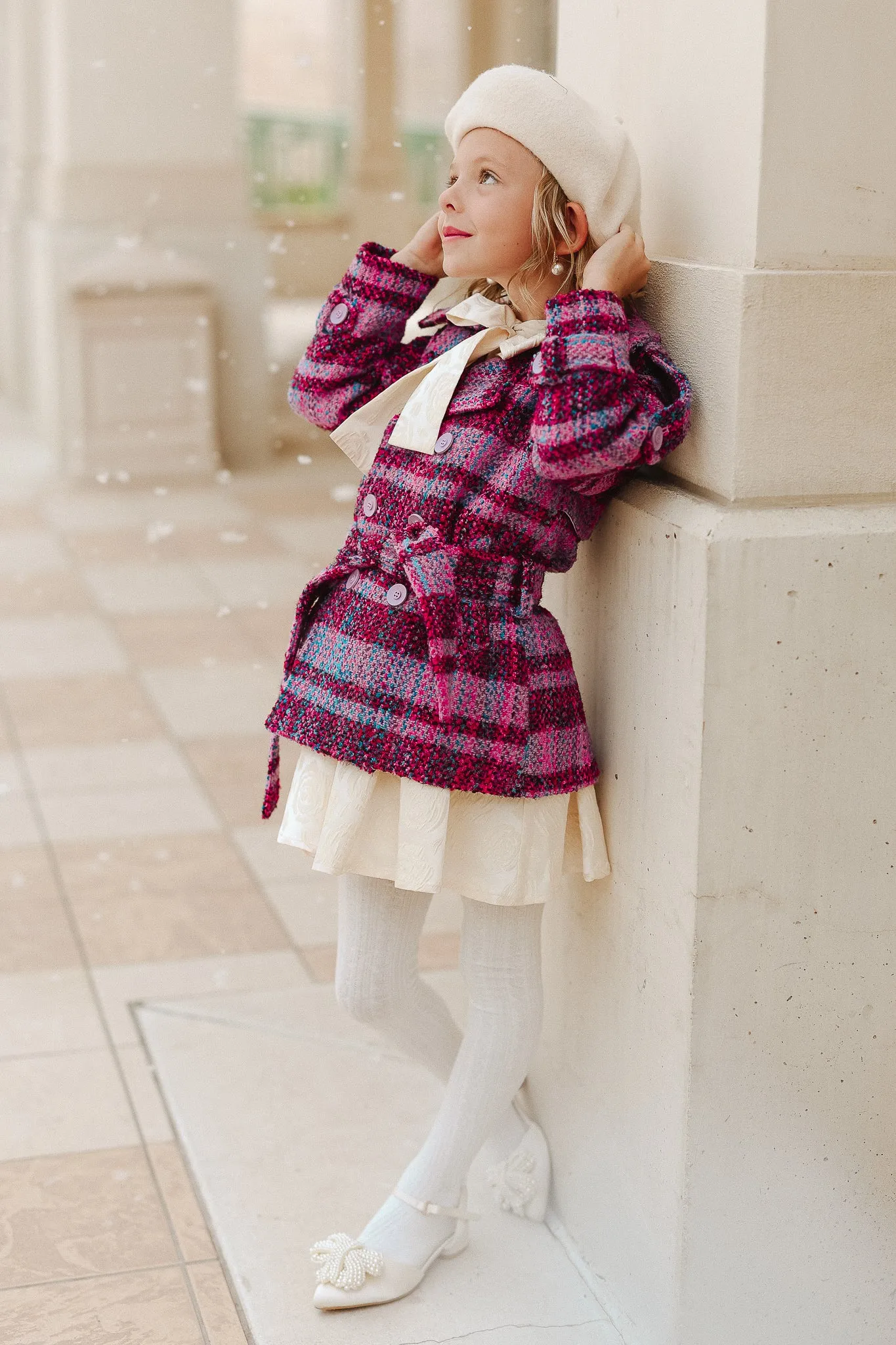 Mini Holly Plaid Coat in Violet - FINAL SALE
