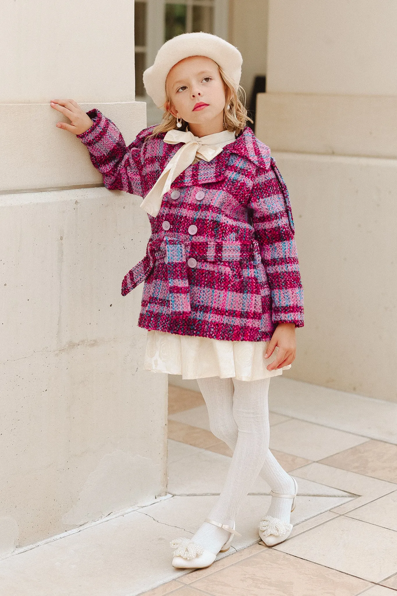 Mini Holly Plaid Coat in Violet - FINAL SALE