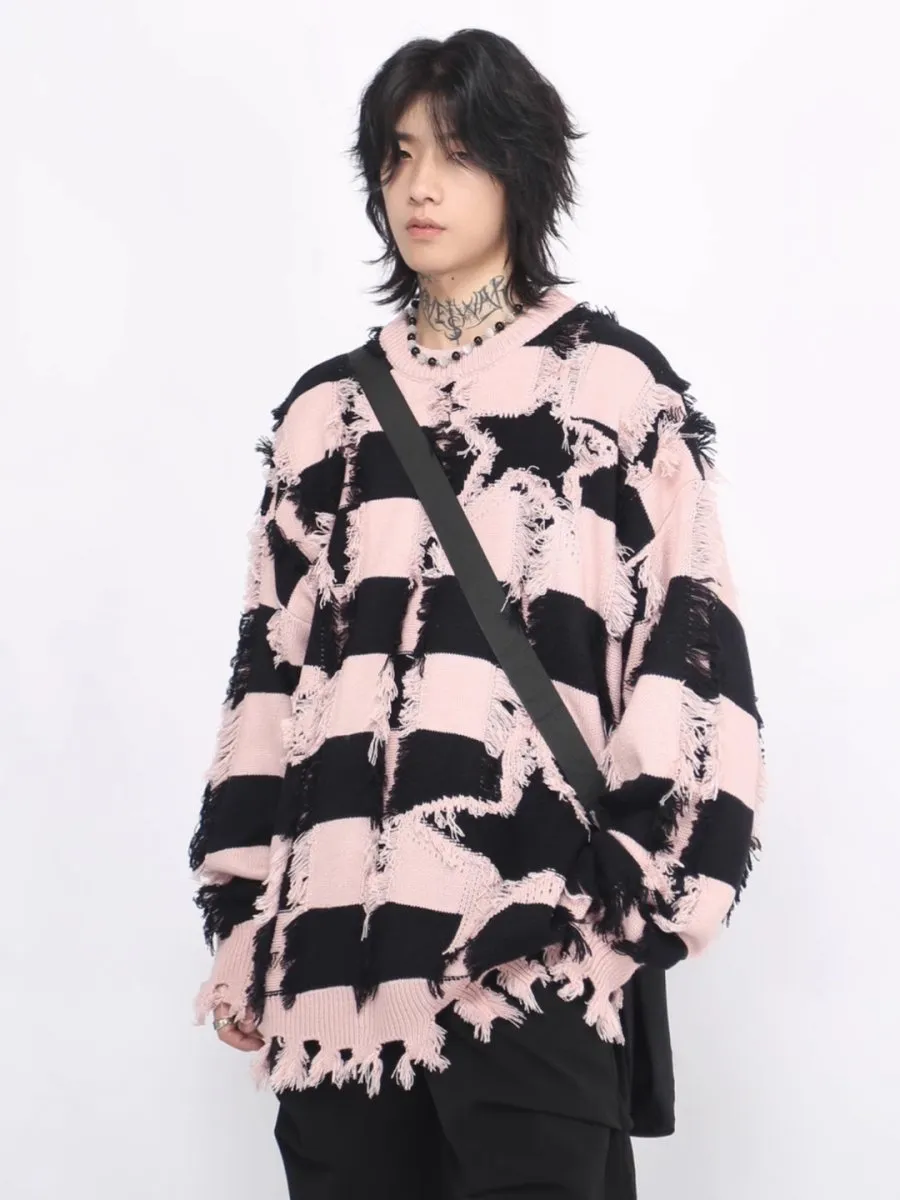 【Mz】 holes striped casual knitwear  na1476