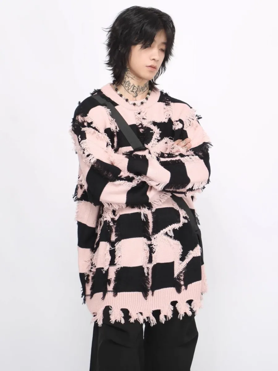 【Mz】 holes striped casual knitwear  na1476