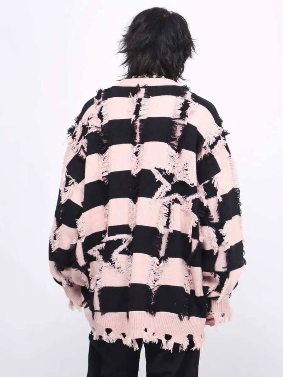 【Mz】 holes striped casual knitwear  na1476