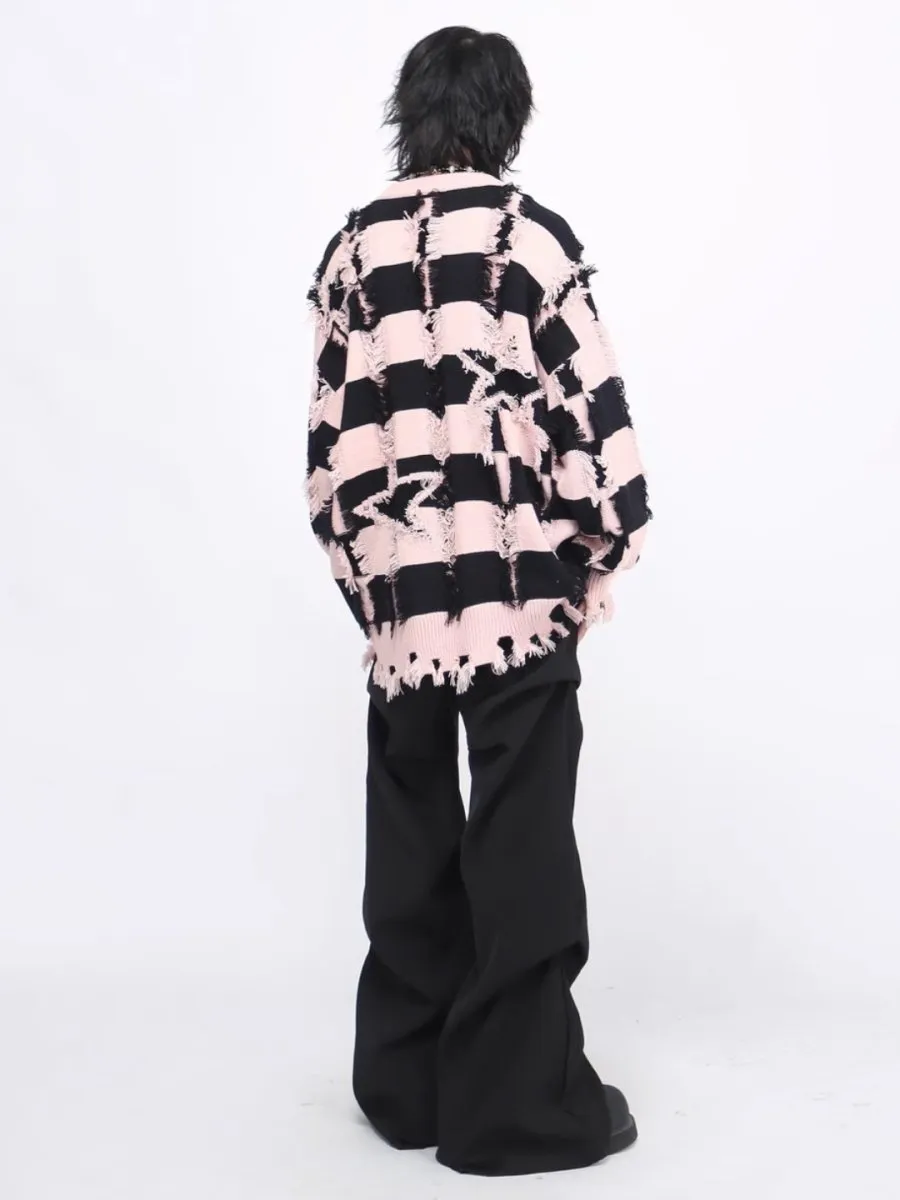 【Mz】 holes striped casual knitwear  na1476