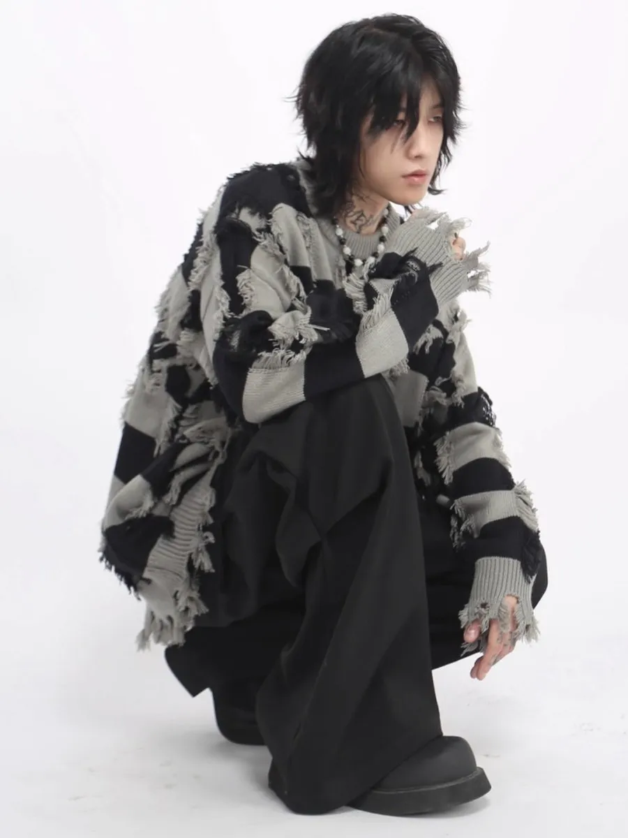 【Mz】 holes striped casual knitwear  na1476