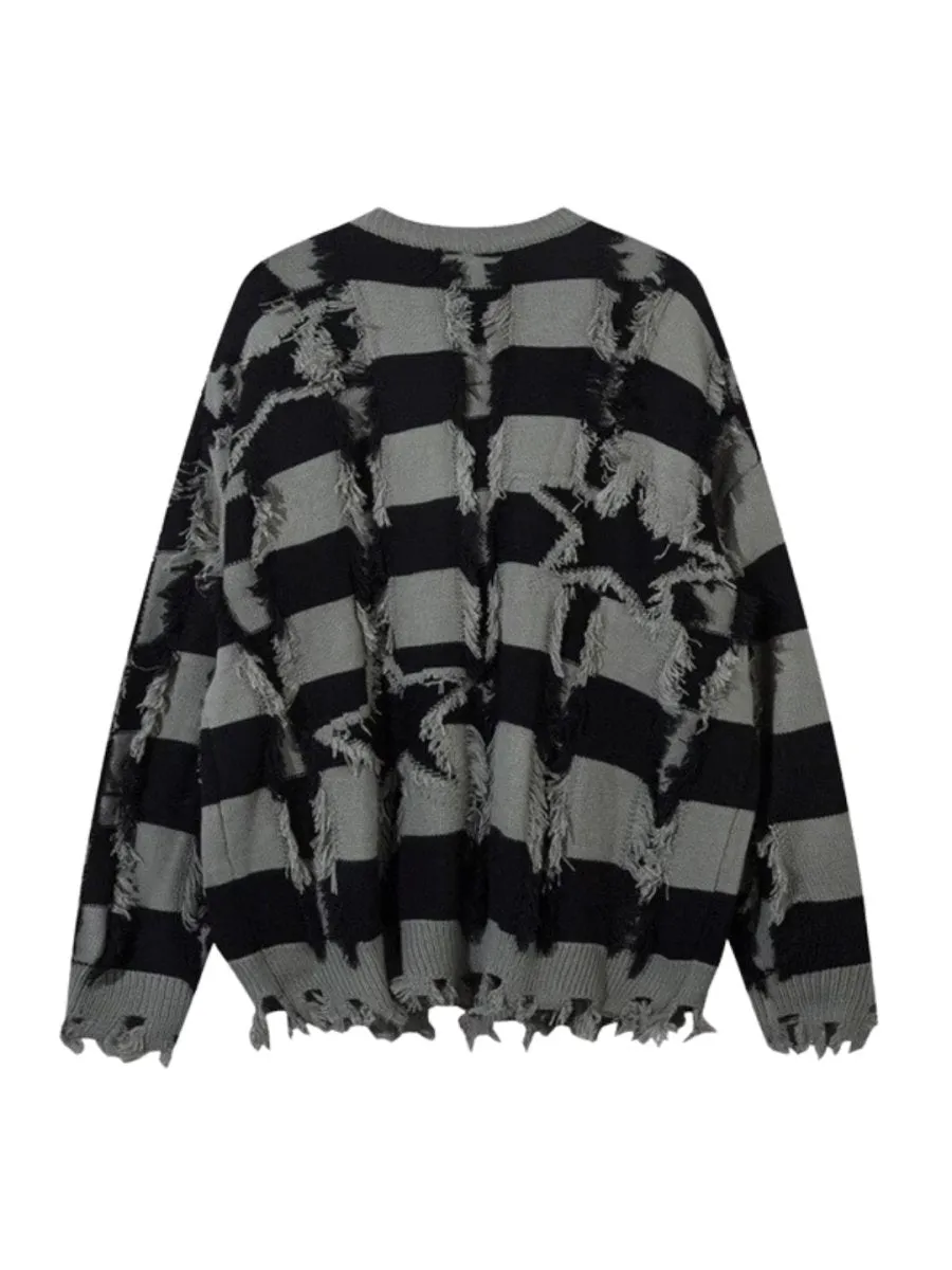 【Mz】 holes striped casual knitwear  na1476