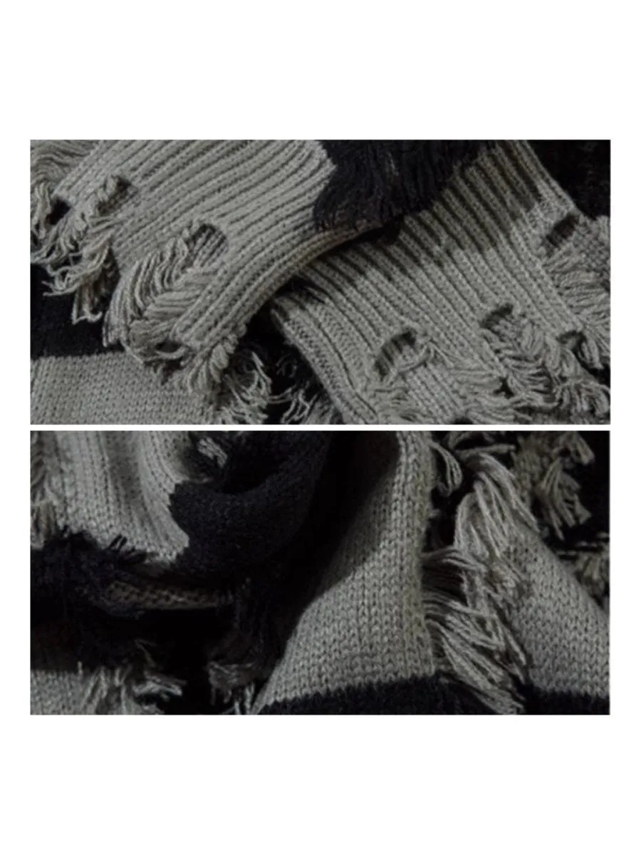 【Mz】 holes striped casual knitwear  na1476