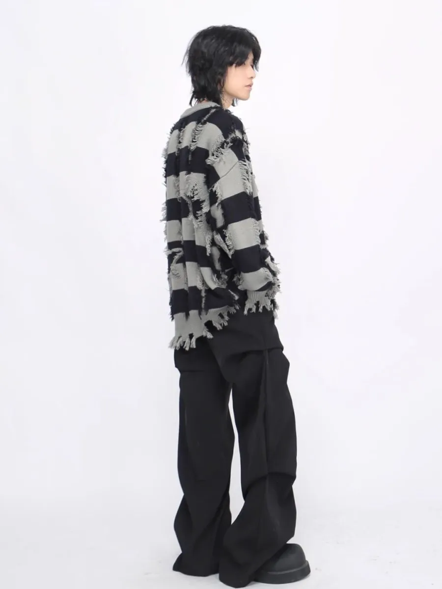 【Mz】 holes striped casual knitwear  na1476