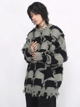 【Mz】 holes striped casual knitwear  na1476