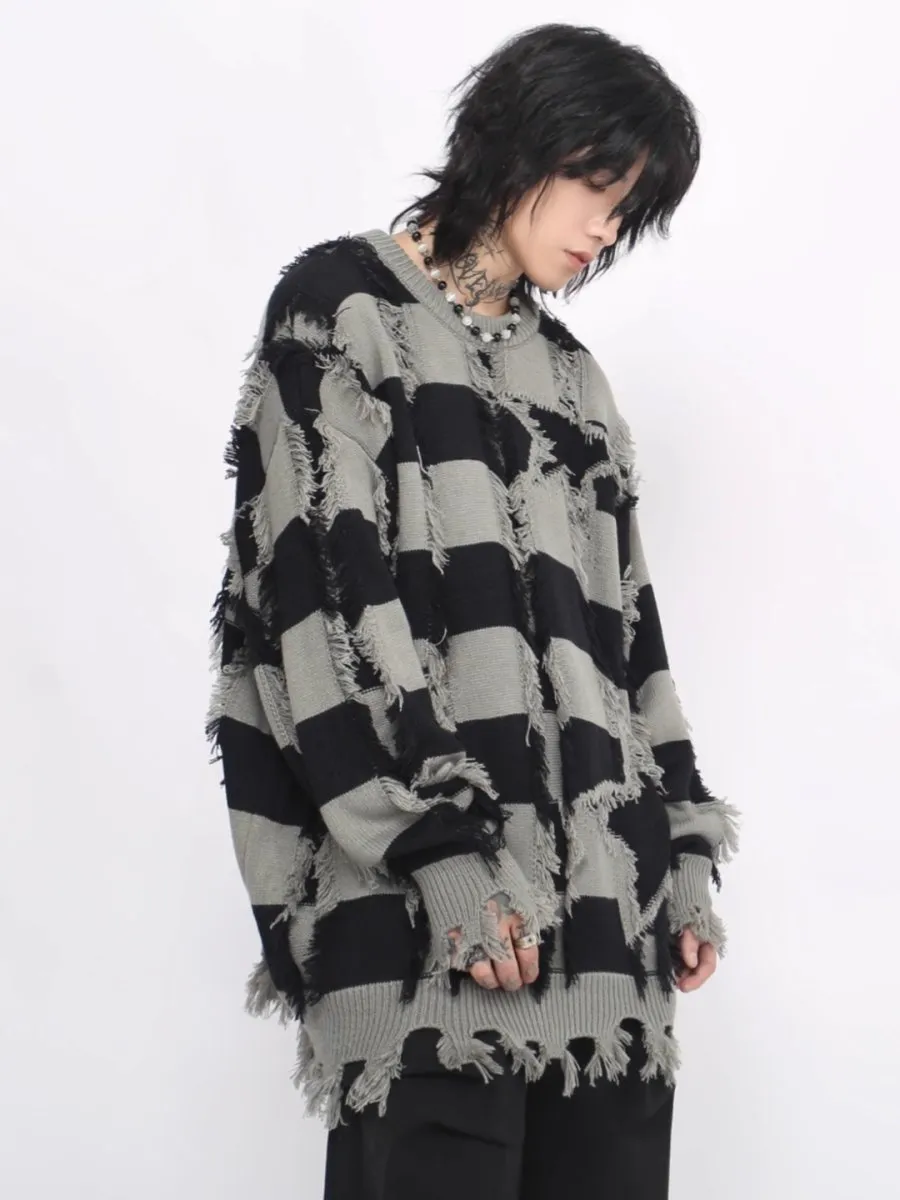 【Mz】 holes striped casual knitwear  na1476