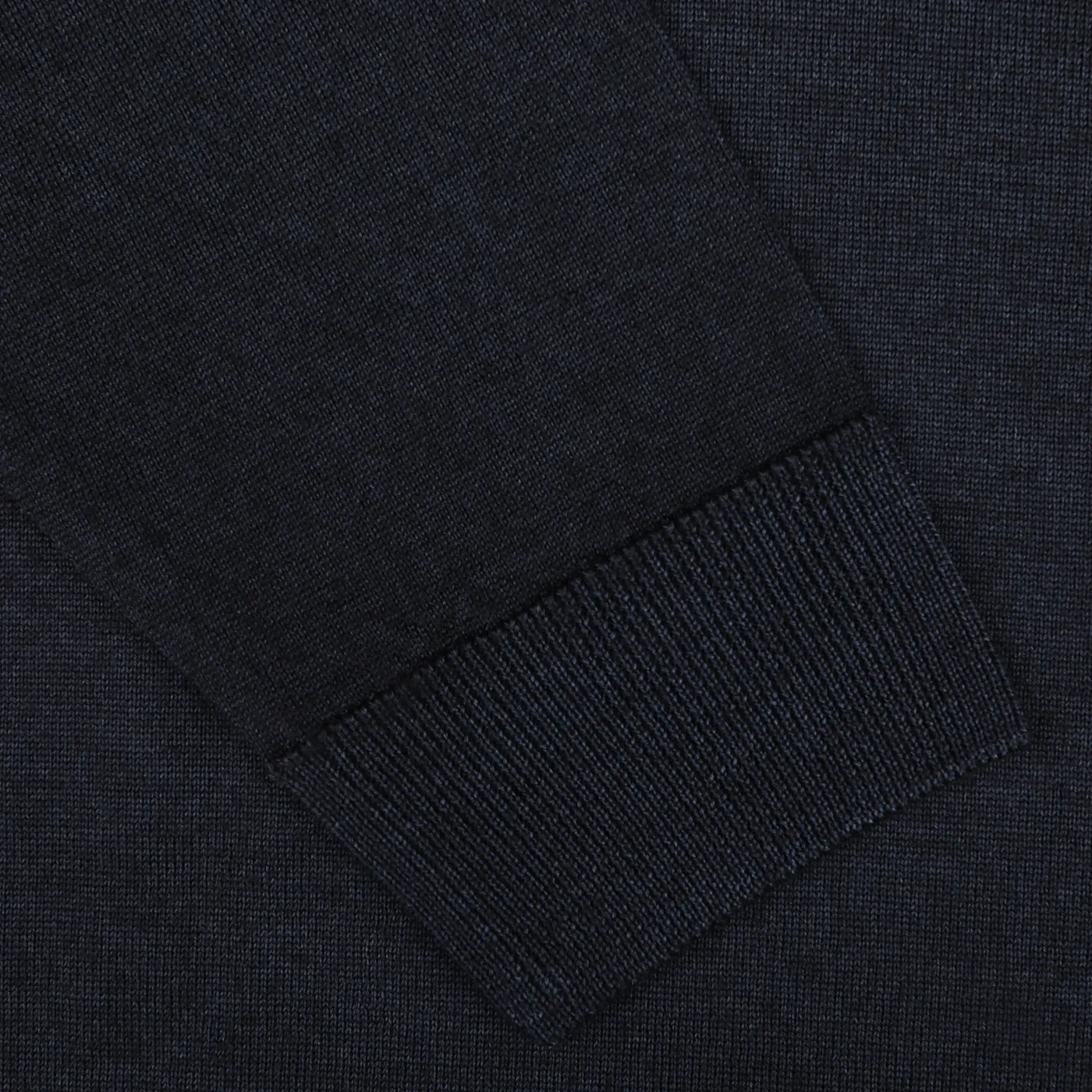 Navy Blue Melange Merino Wool Crewneck