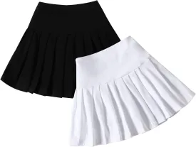 Neutocd Toddler Baby Girls Skirts Skorts Elastic High Waist Plain Pleated Skirts for Girls Running Sports Tennis Skater Skirt
