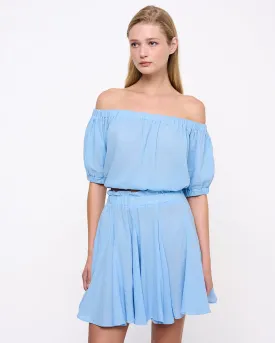 Off Shoulder Cropped Top Sky Blue