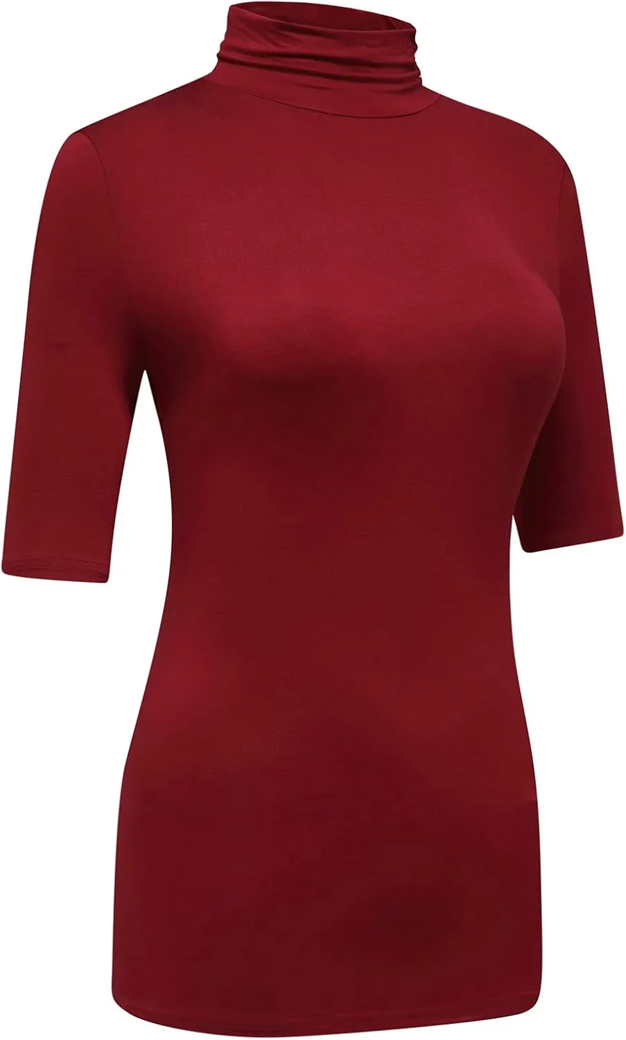 OThread & Co. Women's Half Sleeve Turtleneck T-Shirt Basic Stretch Layer Comfy High Neck Top