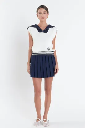 Pleated Mini Knit Skirt