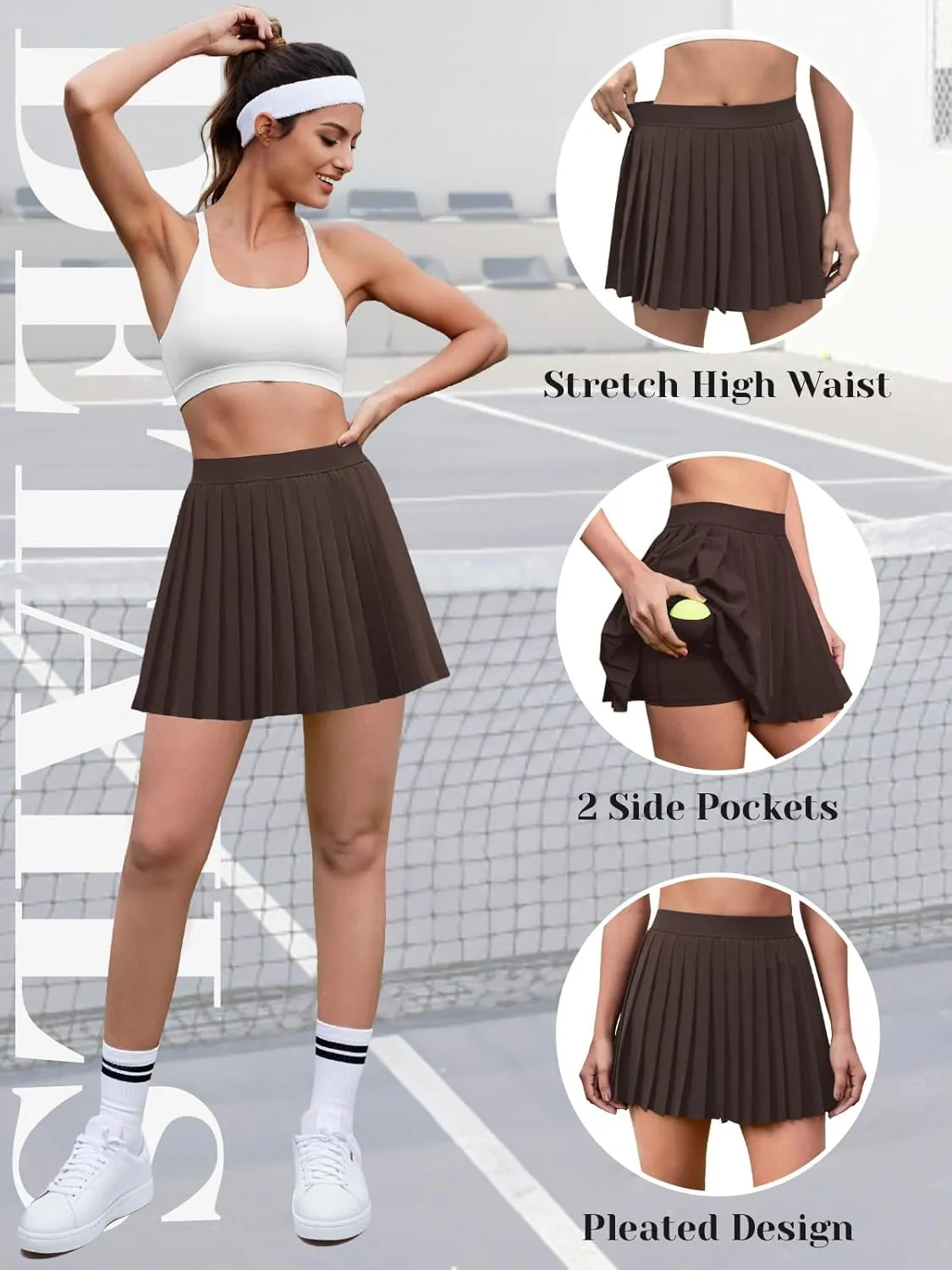 Pleated Tennis Skirts for Women High Waisted Golf Skirt with Pockets Athletic Workout Casual Skorts