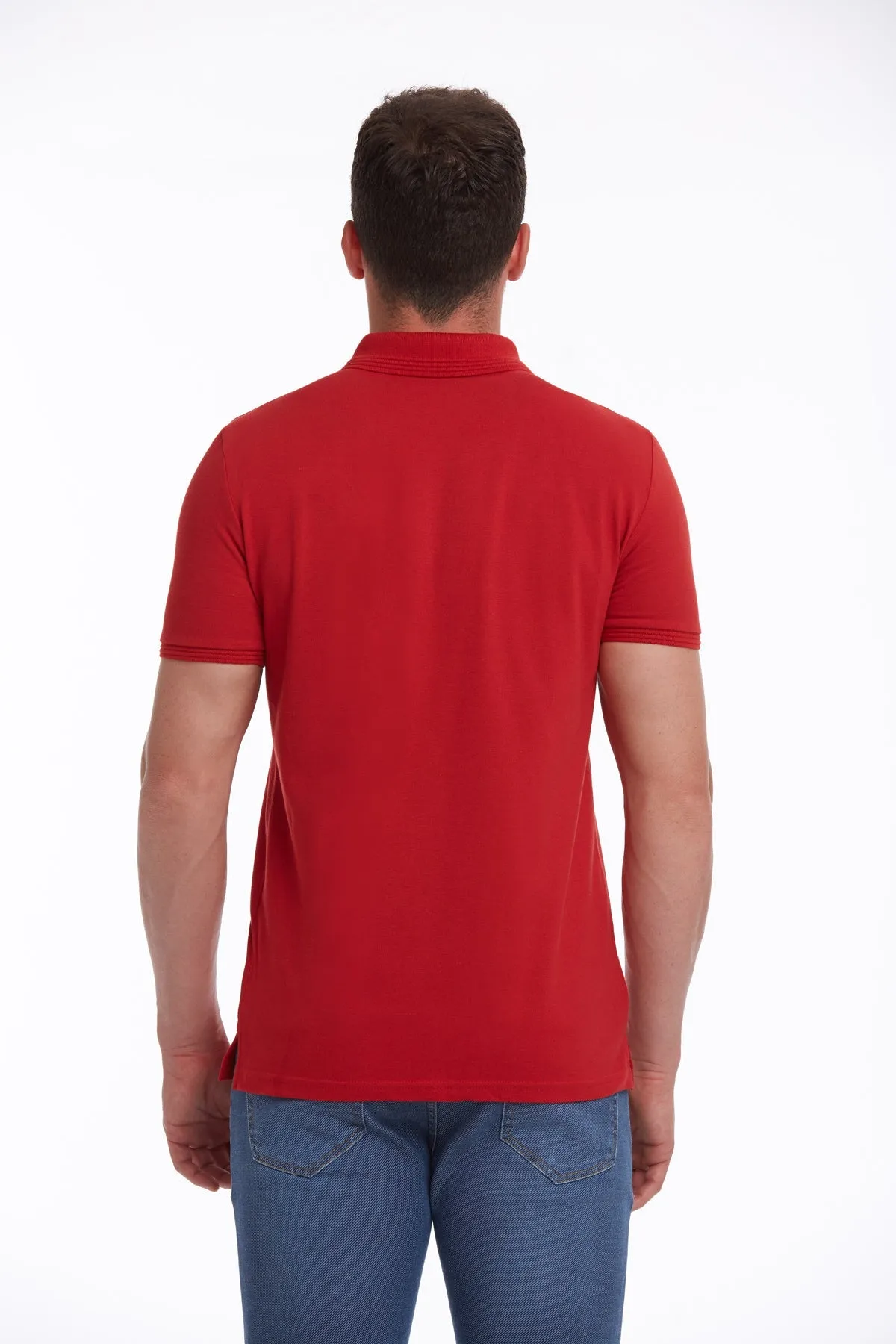 Regular Fit Basic Cotton Polo T-shirt, Red