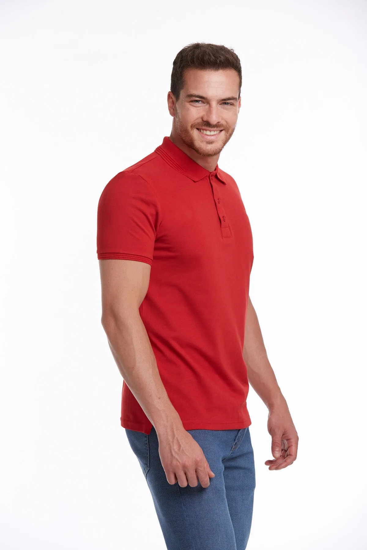 Regular Fit Basic Cotton Polo T-shirt, Red