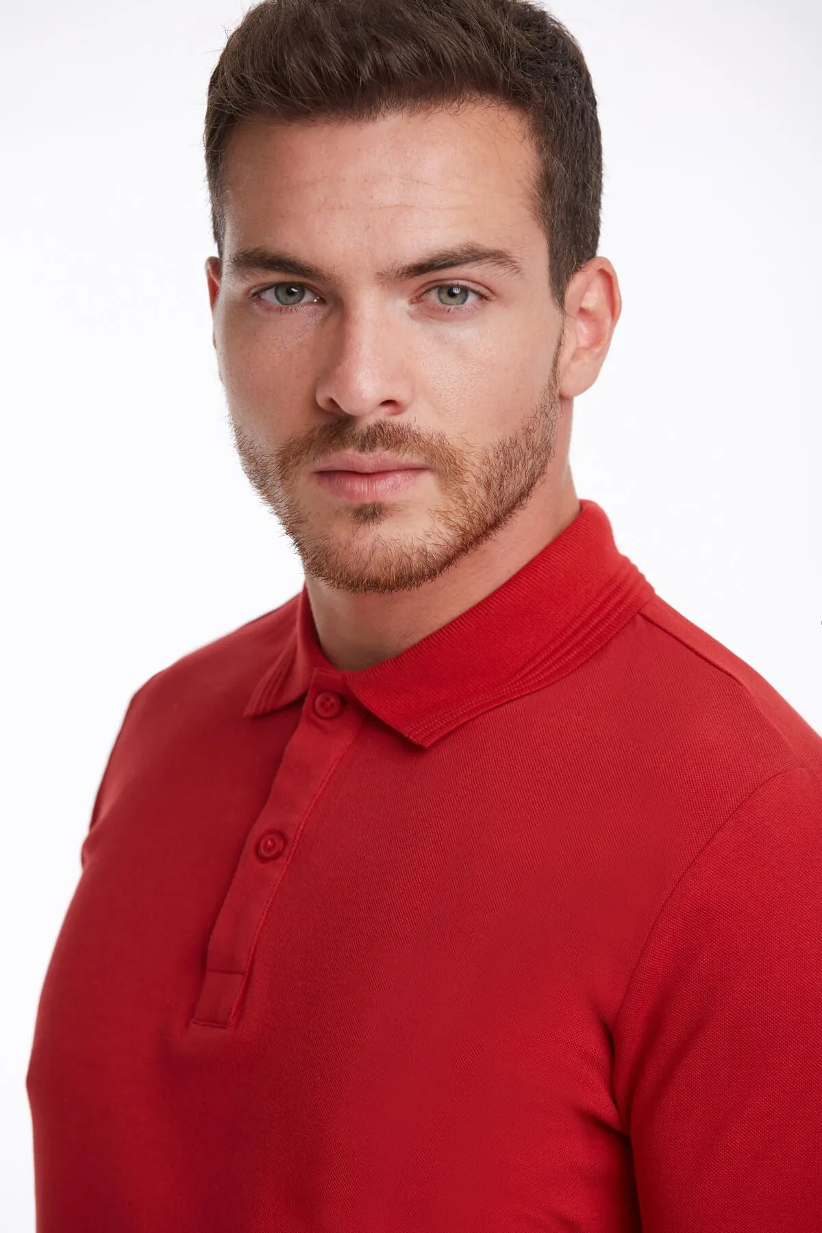 Regular Fit Basic Cotton Polo T-shirt, Red