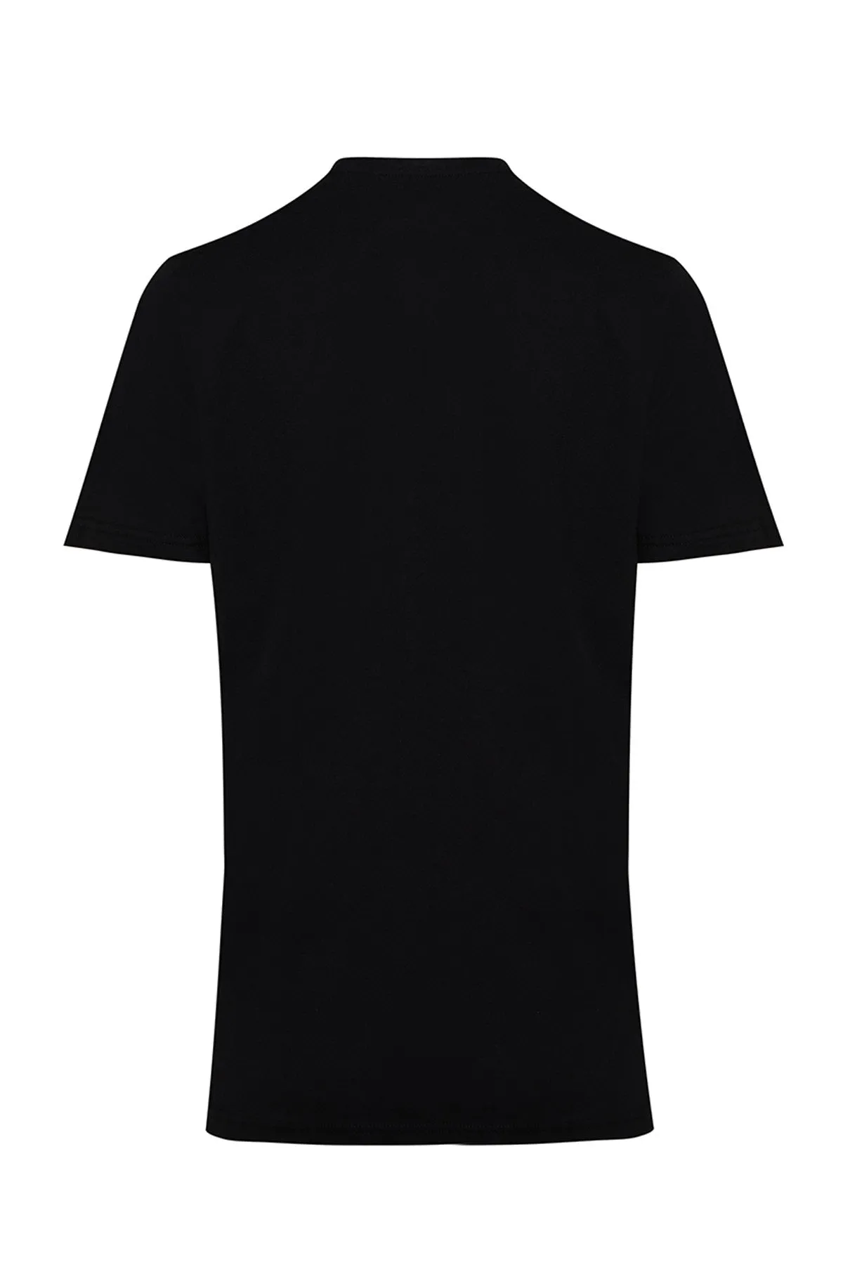 Regular Fit Black Basic Cotton Crew Neck T-Shirt